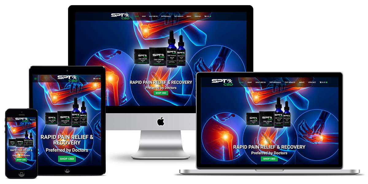 Picture showing beautiful responsive WordPress website design for CBD Sports RX by Lynchburg creative