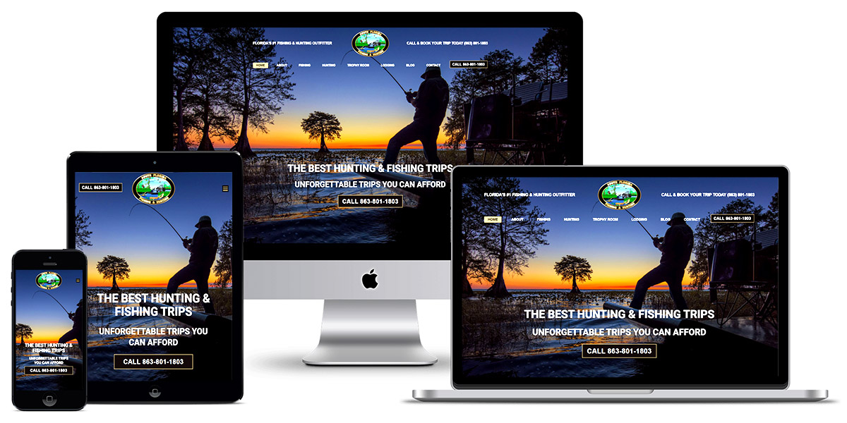 Picture showing beautiful responsive WordPress website design for south Florida fishing and hunting by Lynchburg creative